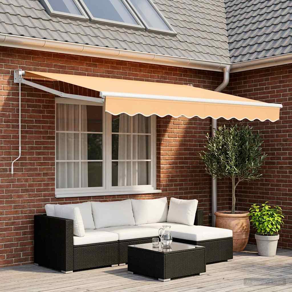 Retractable Awning Sand 3.5 x 2 m 100% Polyester and Aluminium