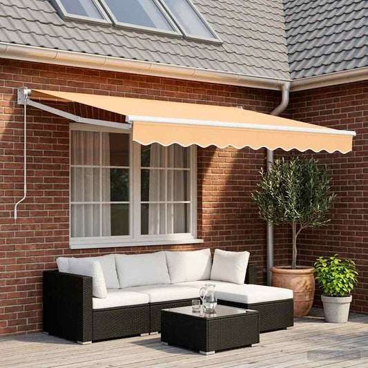 Retractable Awning Sand 3.5 x 2 m 100% Polyester and Aluminium
