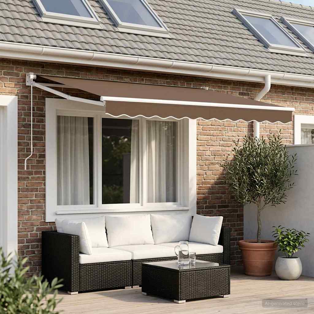 Retractable Awning Taupe 3.5 x 2 m 100% Polyester and Aluminium