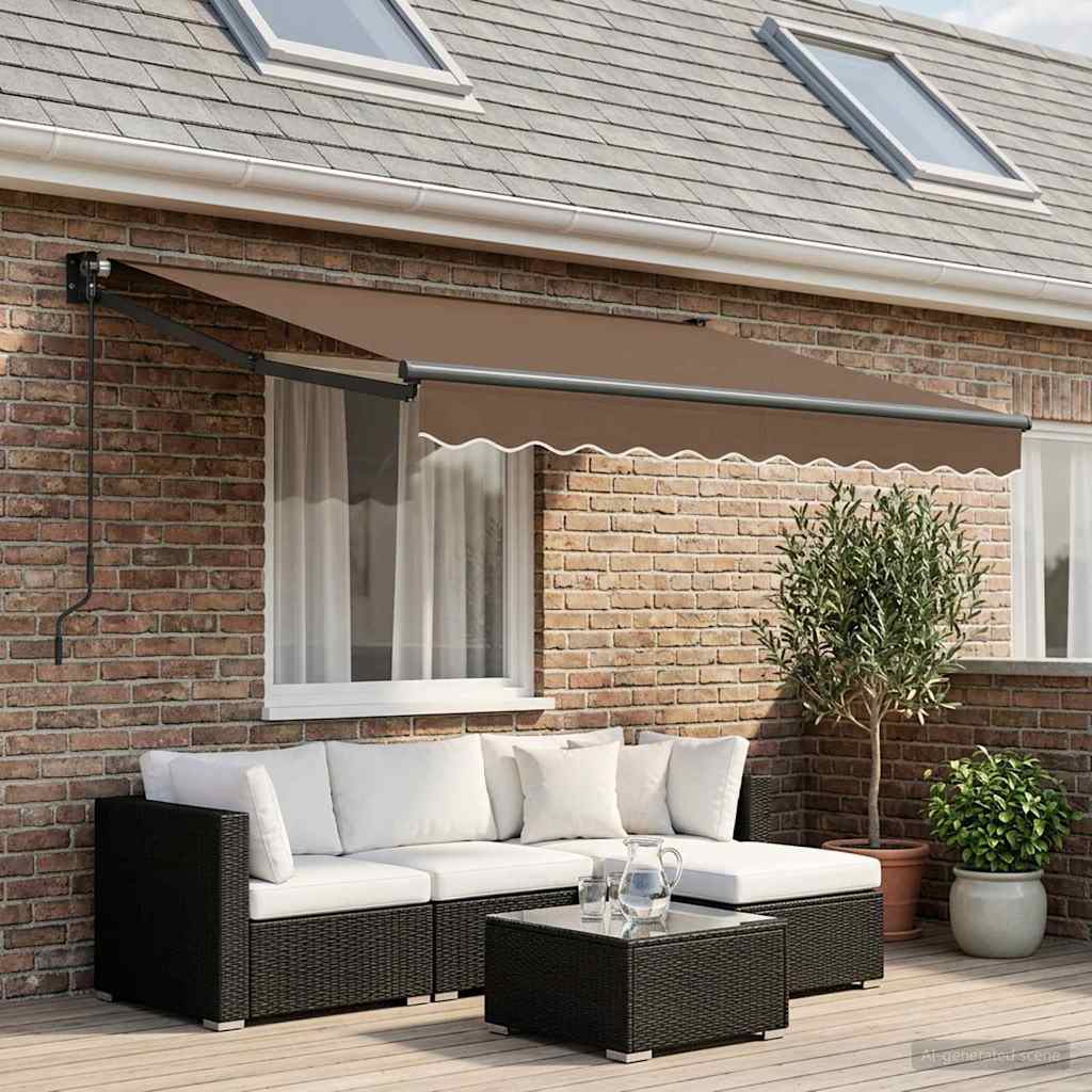 Retractable Awning Taupe 3 x 2 m 100% Polyester and Aluminium