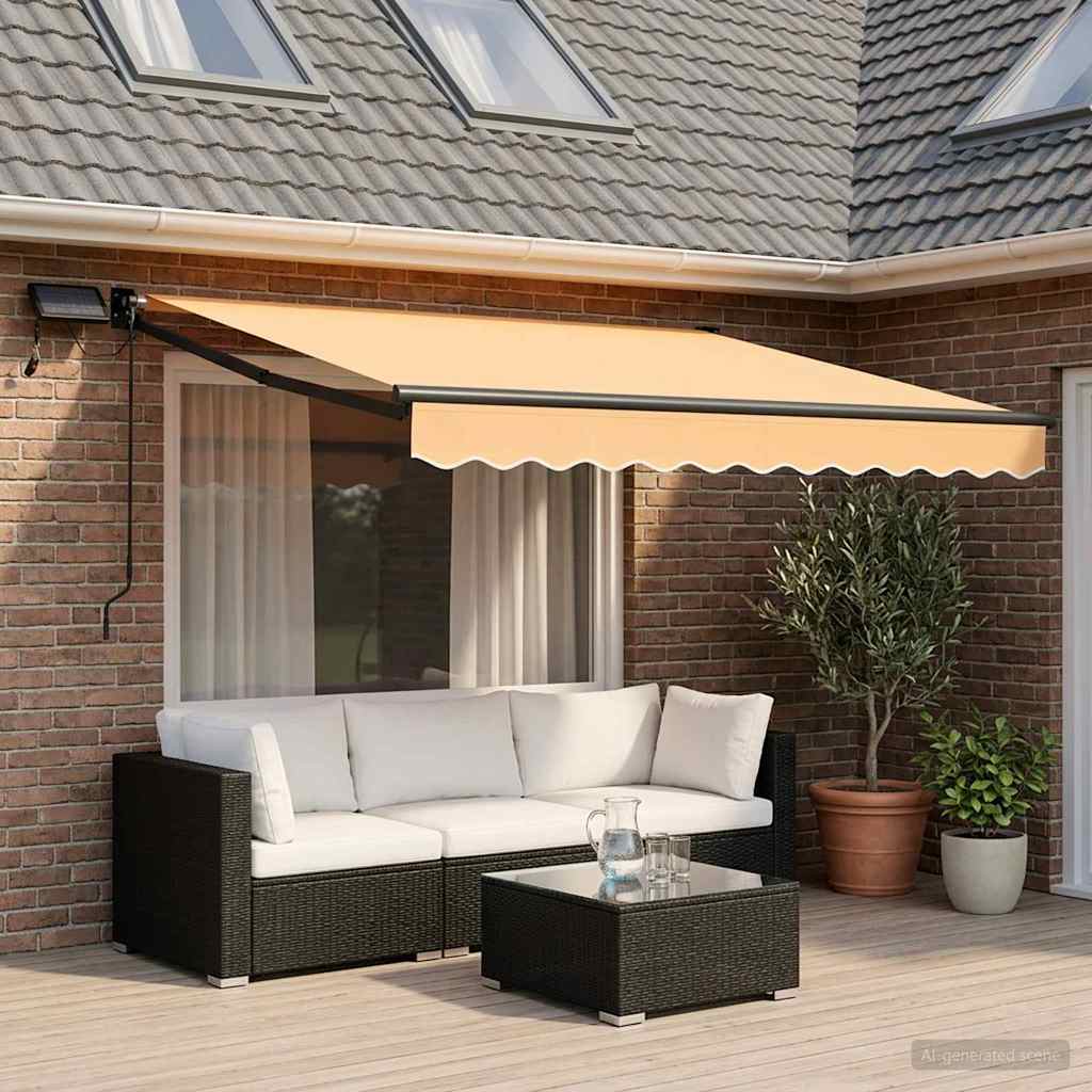 Manual Retractable Awning with LEDs Sand