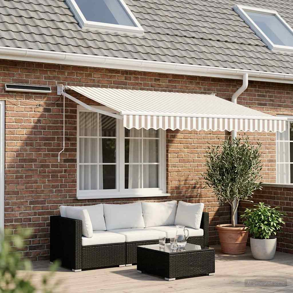 Electric Retractable Awning Light Grey and White