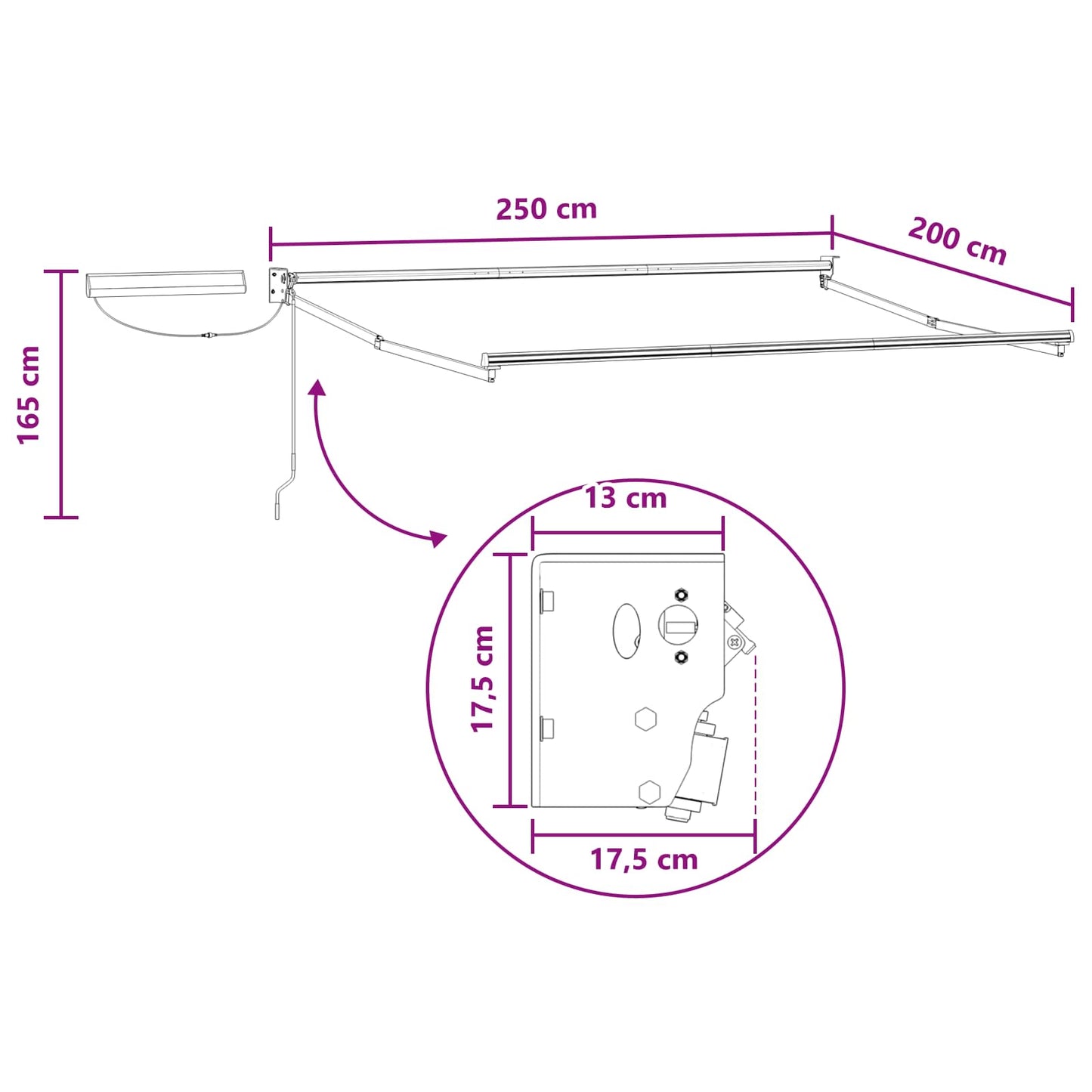 Electric Retractable Awning Taupe 100% Polyester and Aluminium