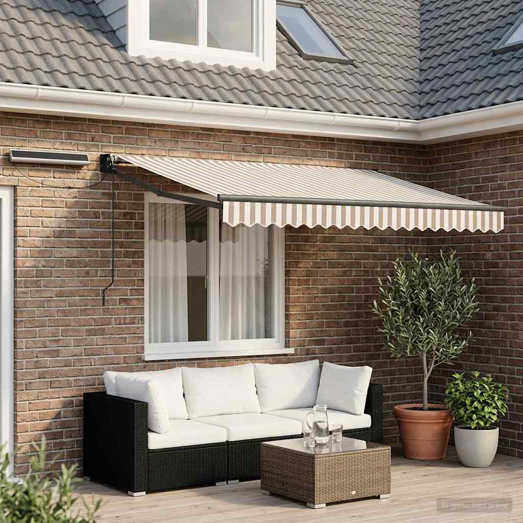 Electric Retractable Awning Light Grey and White