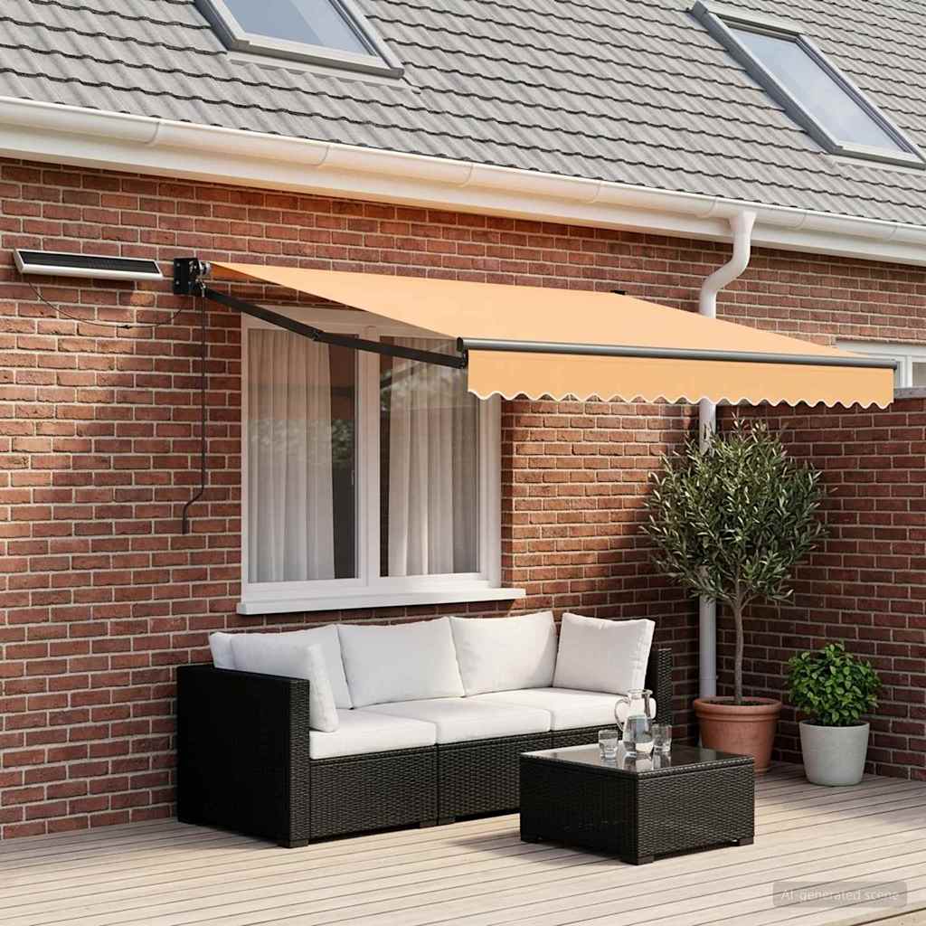 Electric Retractable Awning Sand 100% Polyester and Aluminium