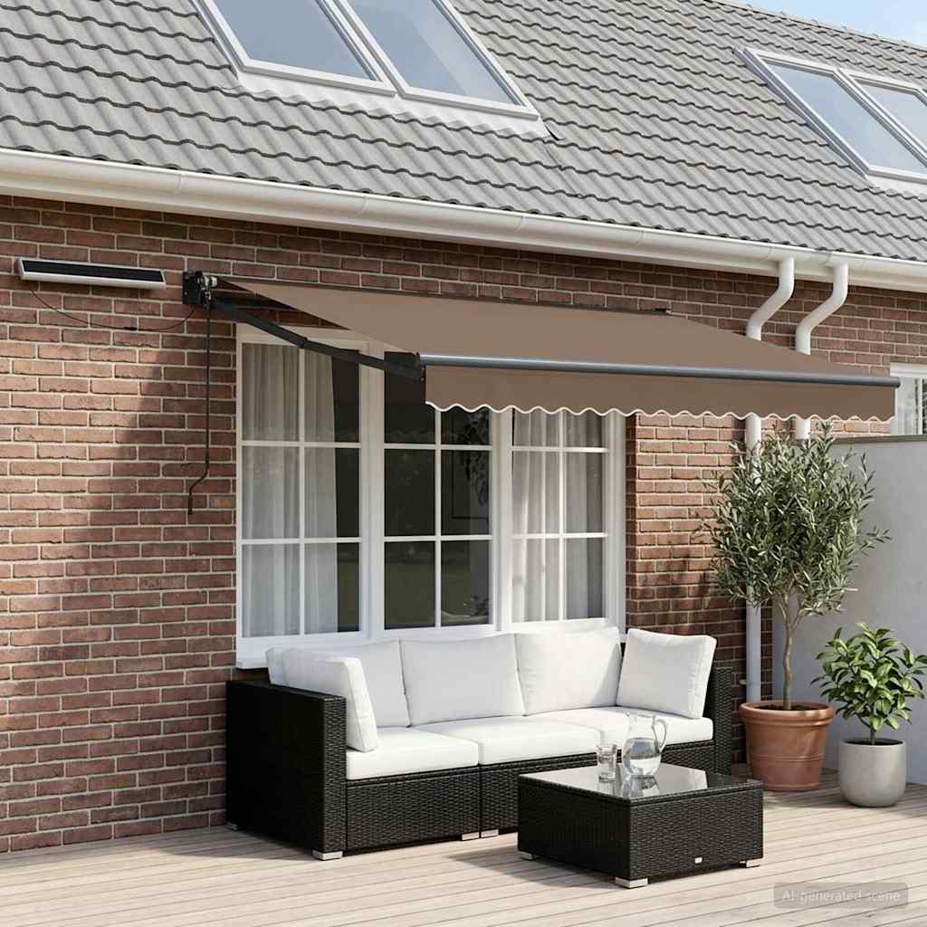 Electric Retractable Awning Taupe 100% Polyester and Aluminium