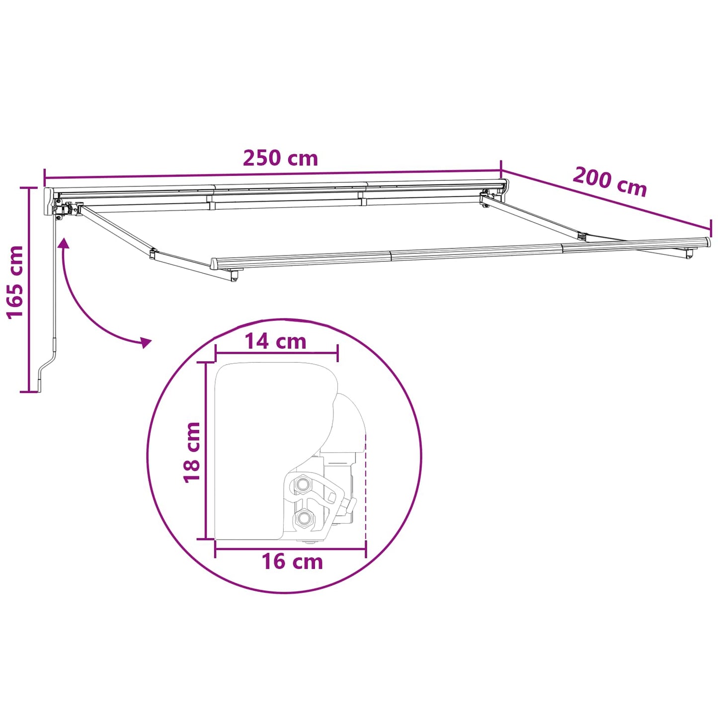 Retractable Awning Taupe 2.5 x 2 m Polyester and Aluminium