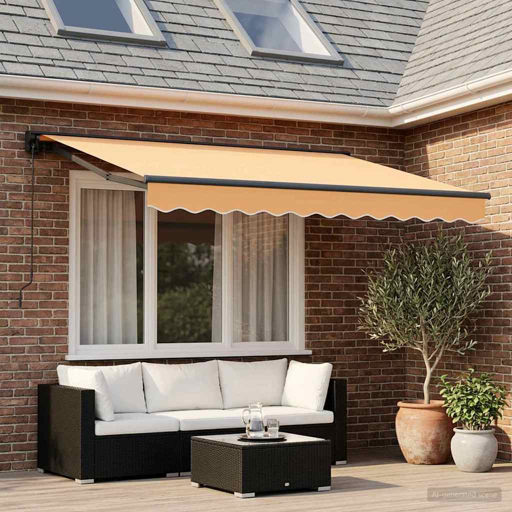 Retractable Awning Sand 3 x 2.5 m Polyester and Aluminium