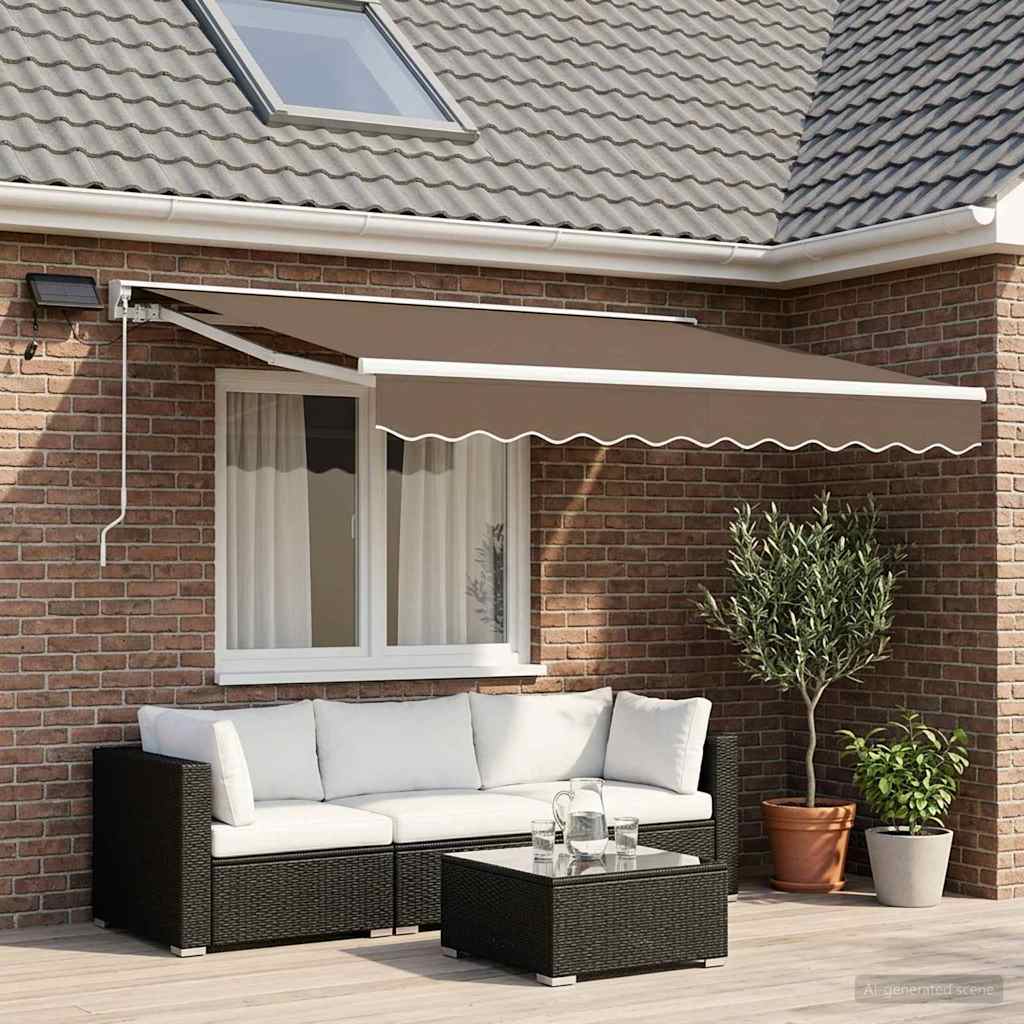Manual Awning Frame with LEDs Taupe 3.5 x 2 m