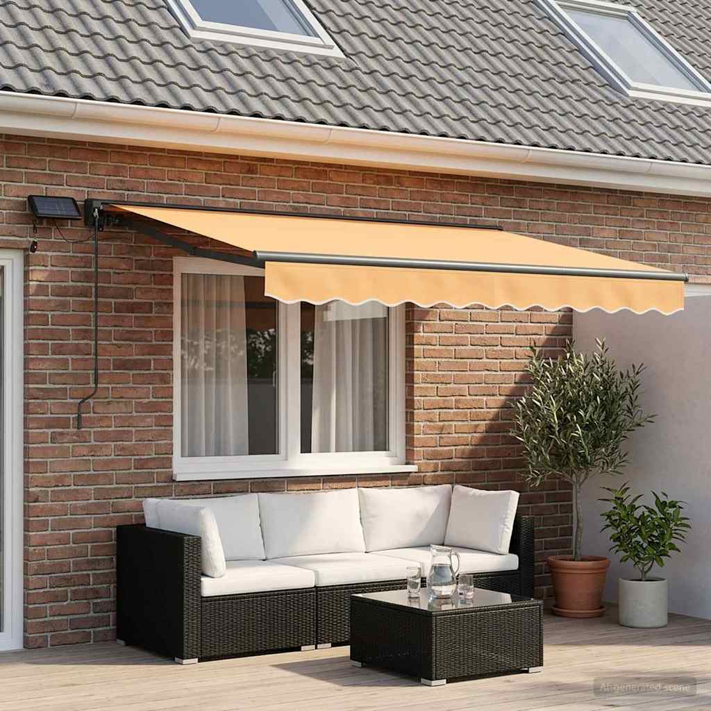 Manual Awning Frame with LEDs Sand 2.5 x 2 m