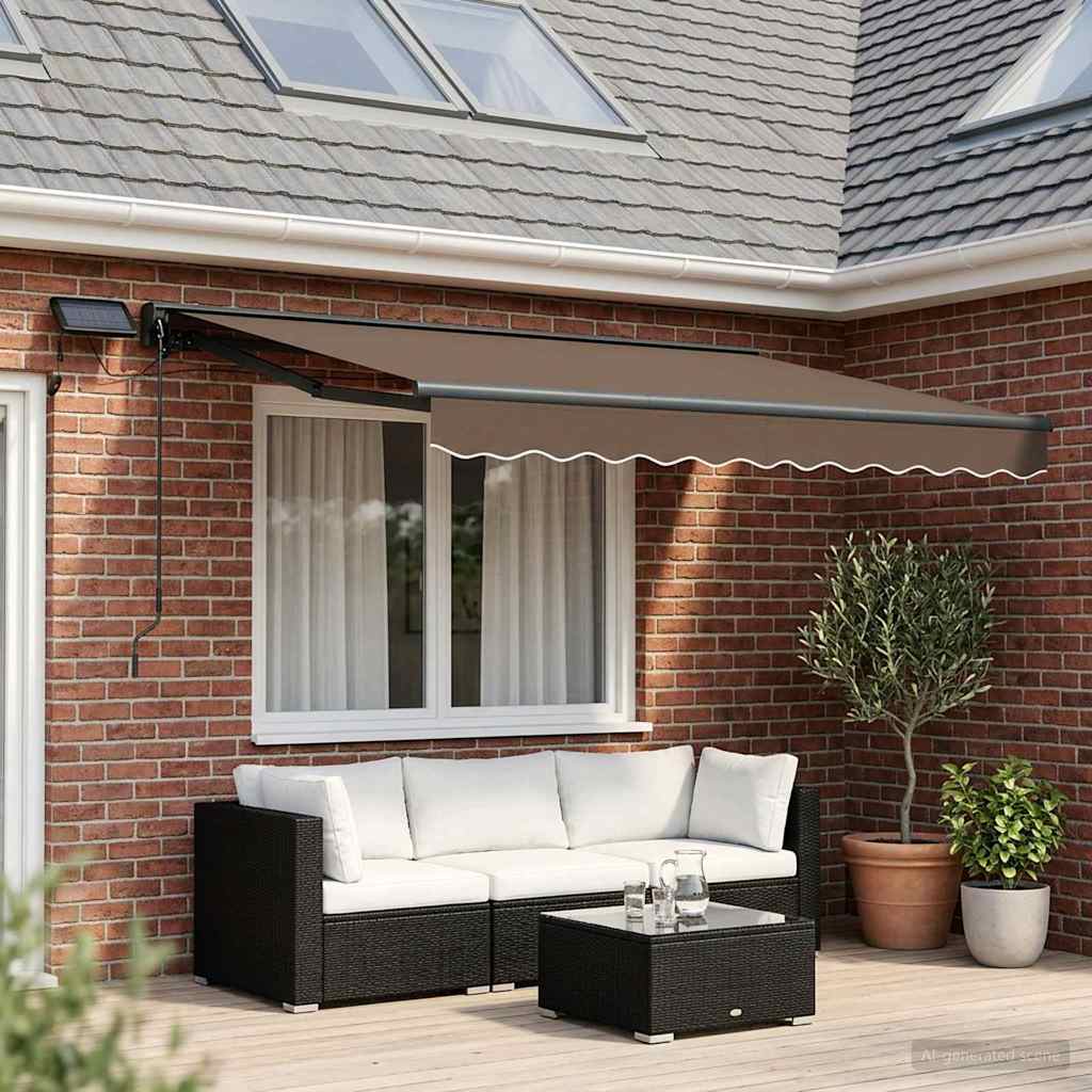 Manual Awning Frame with LEDs Taupe 3 x 2 m