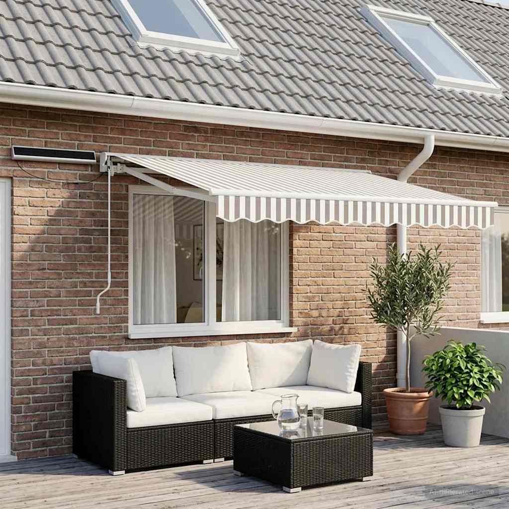 Electric Retractable Awning Light Grey and White 2.5 x 2 m