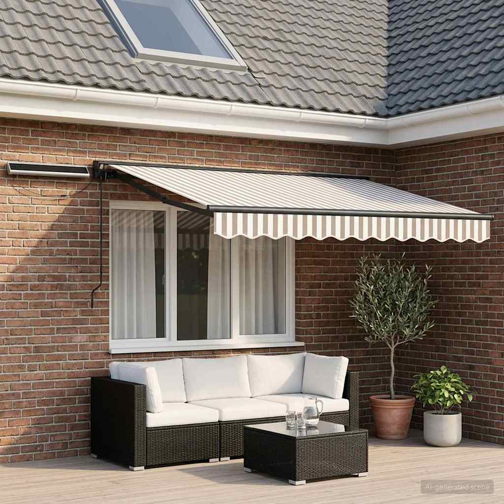 Electric Retractable Awning Light Grey and White 2.5 x 2 m