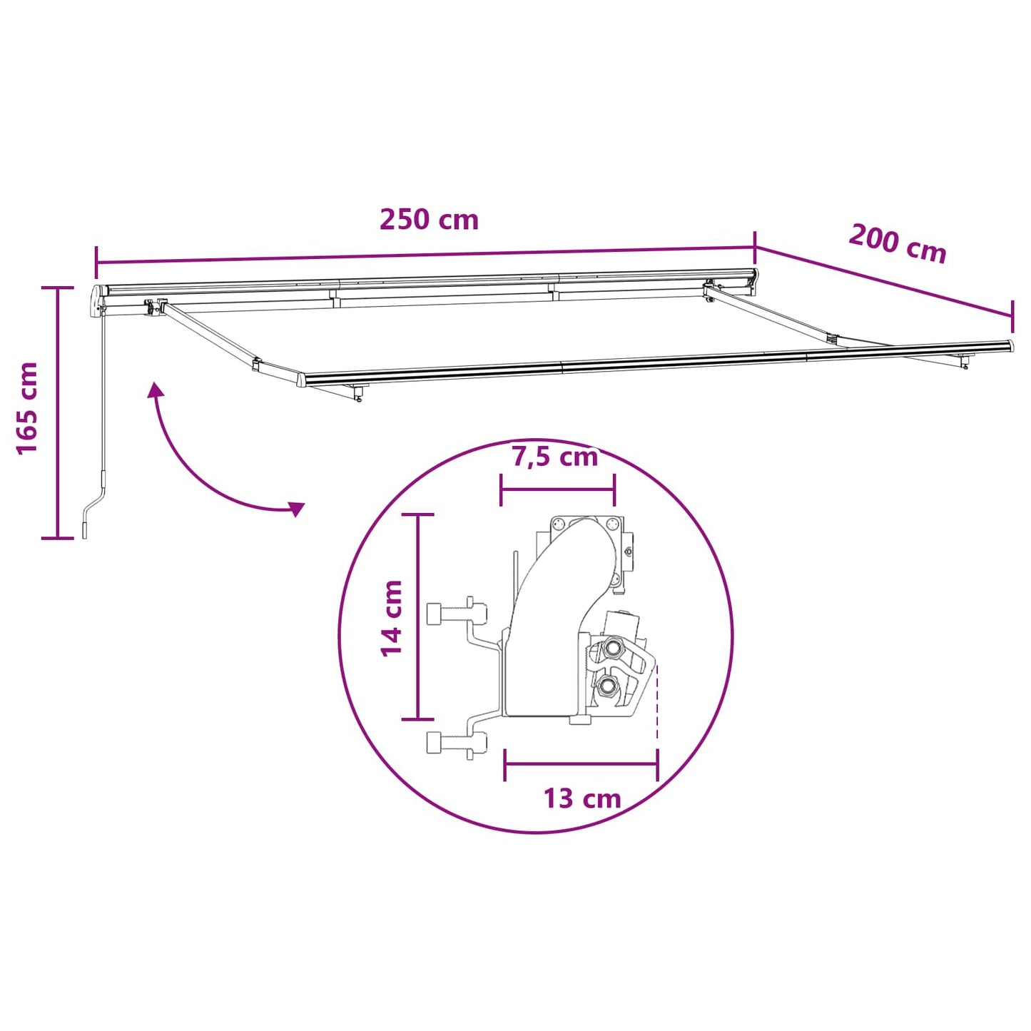 Retractable Awning Sand 2.5 x 2 m Fabric