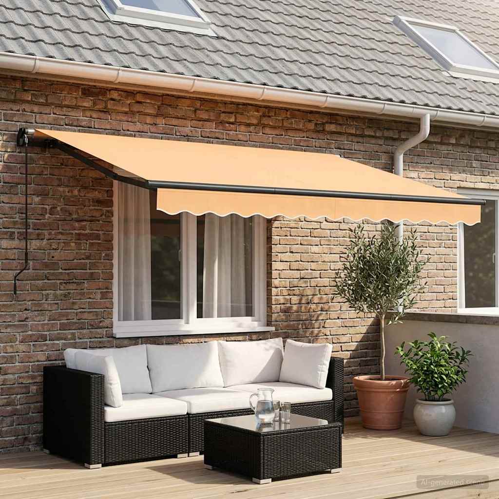 Retractable Awning Sand 350 x 250 cm Polyester and Aluminium