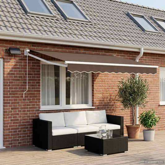 Manual Retractable Awning with LEDs Taupe