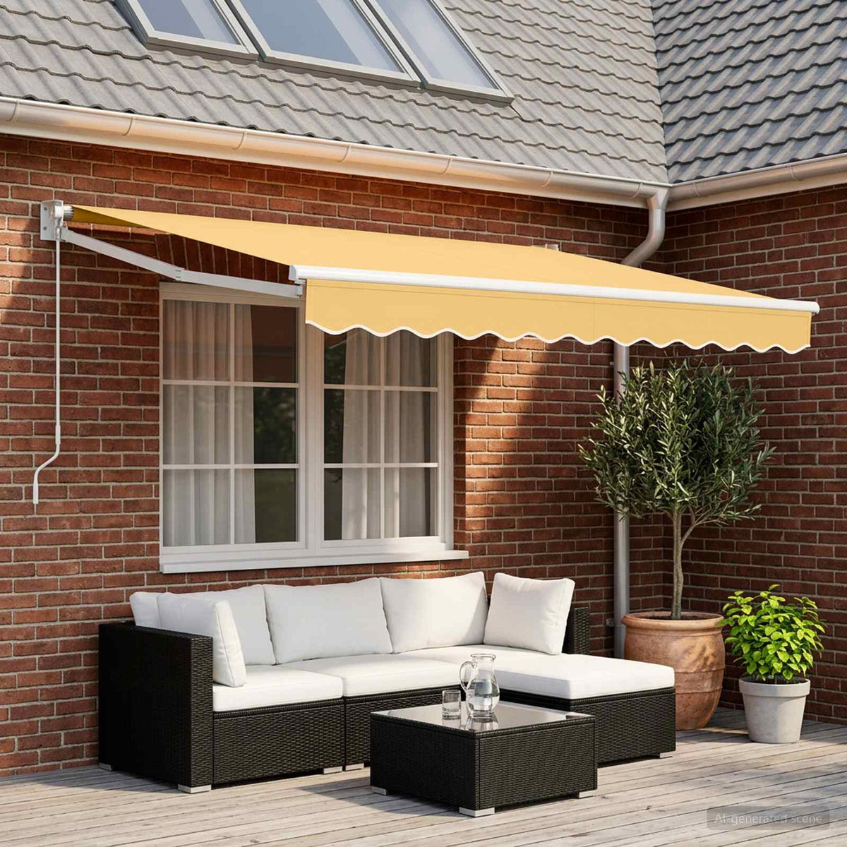 Retractable Awning Sand 3.5 x 2 m 100% Polyester and Aluminium