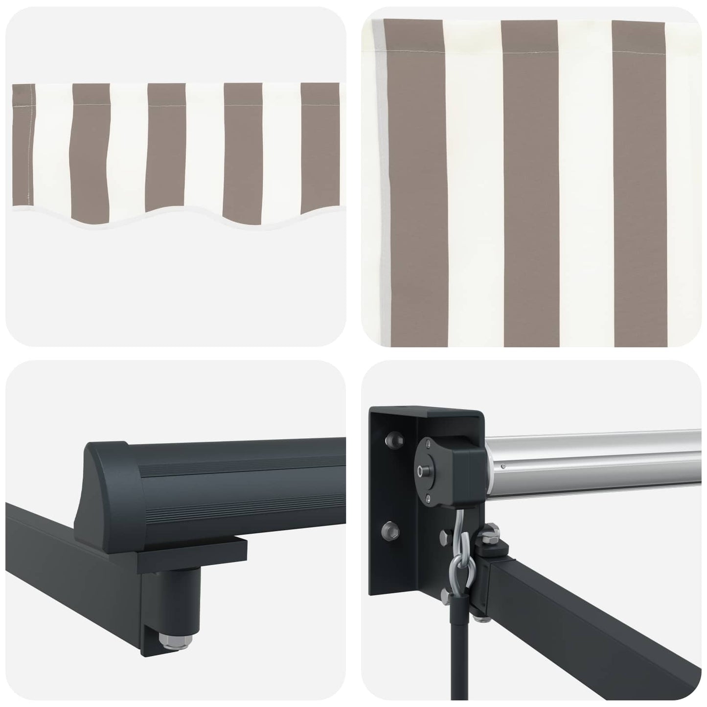 Retractable Awning Light Grey and White 3.5 x 2 m