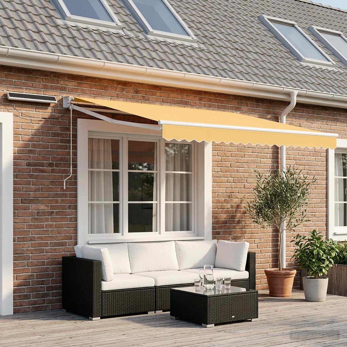 Electric Retractable Awning Sand 100% Polyester and Aluminium