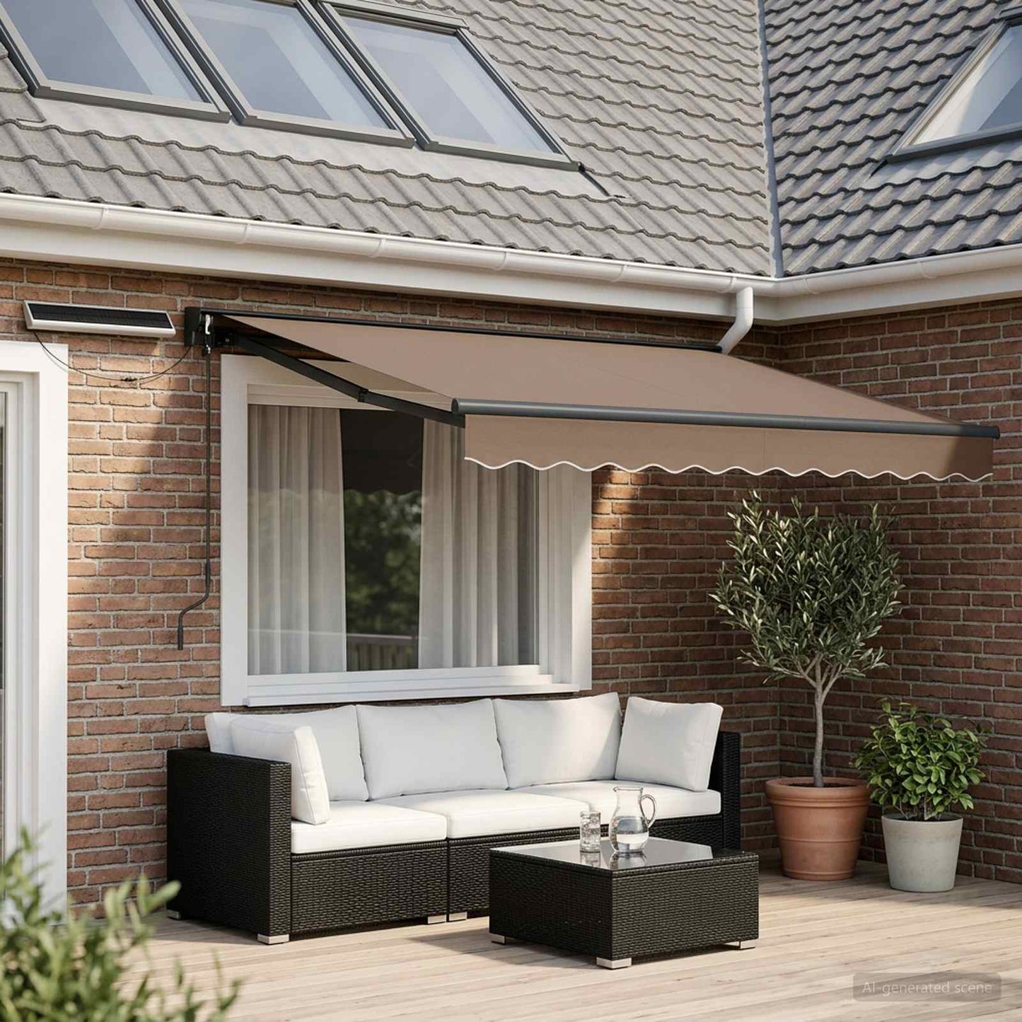 Electric Retractable Awning Taupe 3.5 x 2 m
