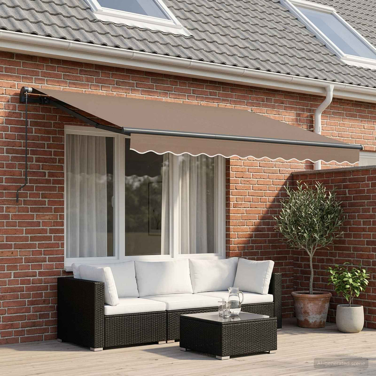 Retractable Awning Taupe 3.5 x 2 m Fabric