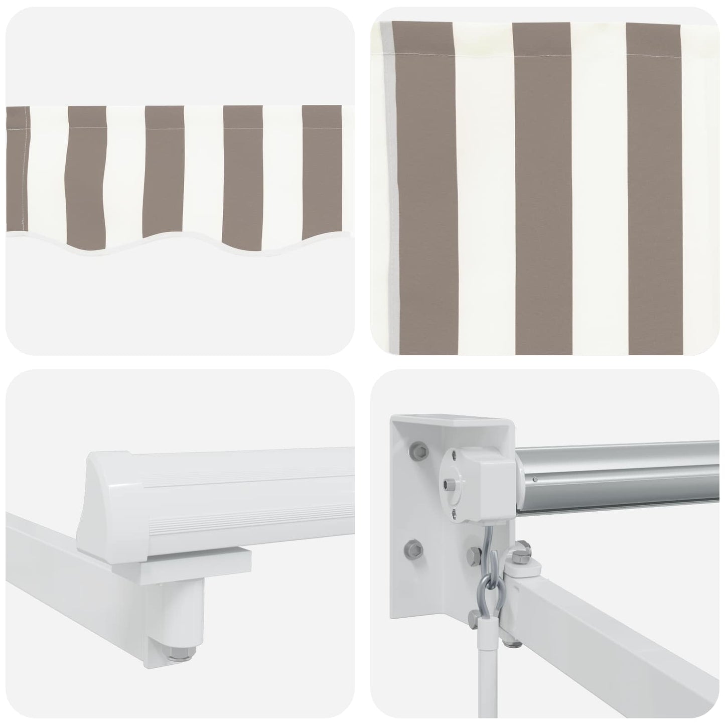 Retractable Awning Light Grey and White 4 x 2 m