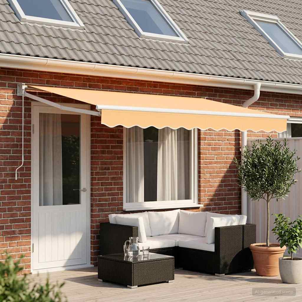 Retractable Awning Sand 4 x 2 m 100% Polyester and Aluminium