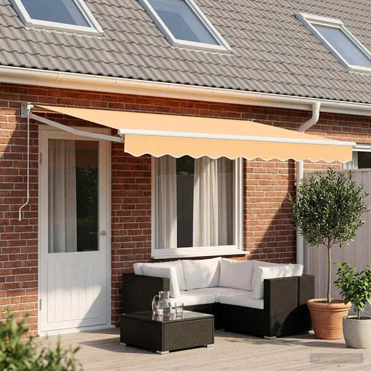 Retractable Awning Sand 4 x 2 m 100% Polyester and Aluminium