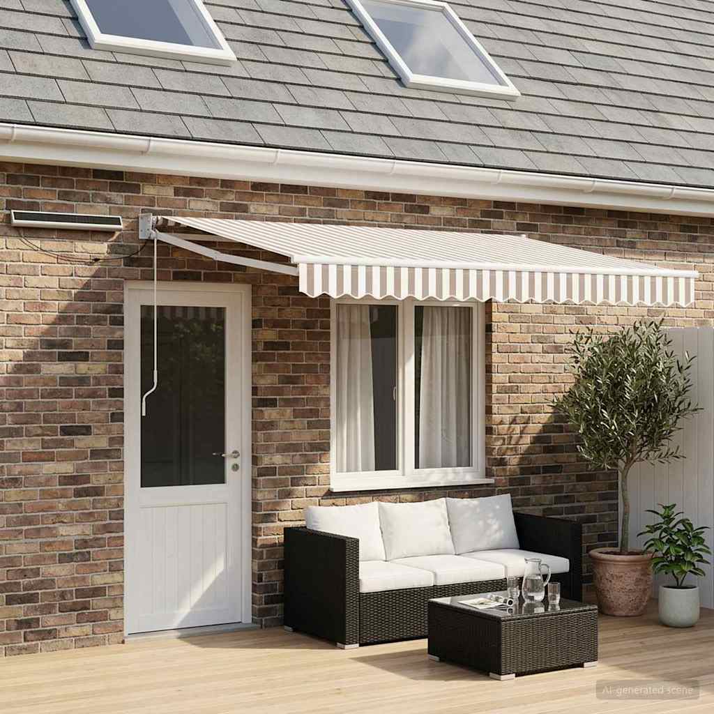 Electric Retractable Awning Light Grey and White