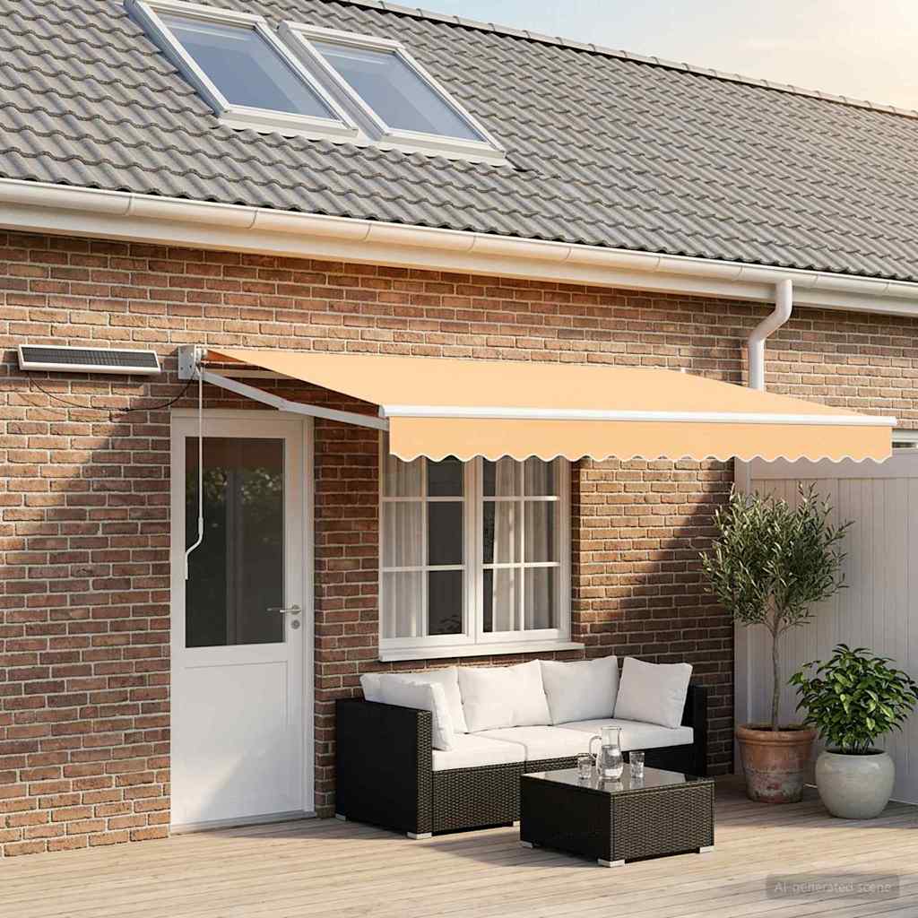 Electric Retractable Awning Sand 100% Polyester and Aluminium