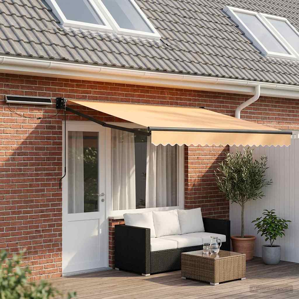 Electric Retractable Awning Sand 100% Polyester and Aluminium