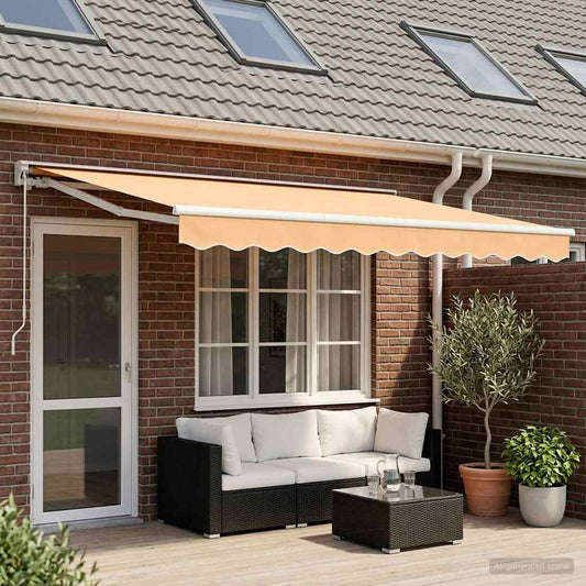 Retractable Awning Sand 4 x 2 m Polyester and Aluminium