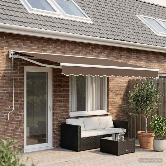 Manual Retractable Awning Taupe 4 x 3.5 m