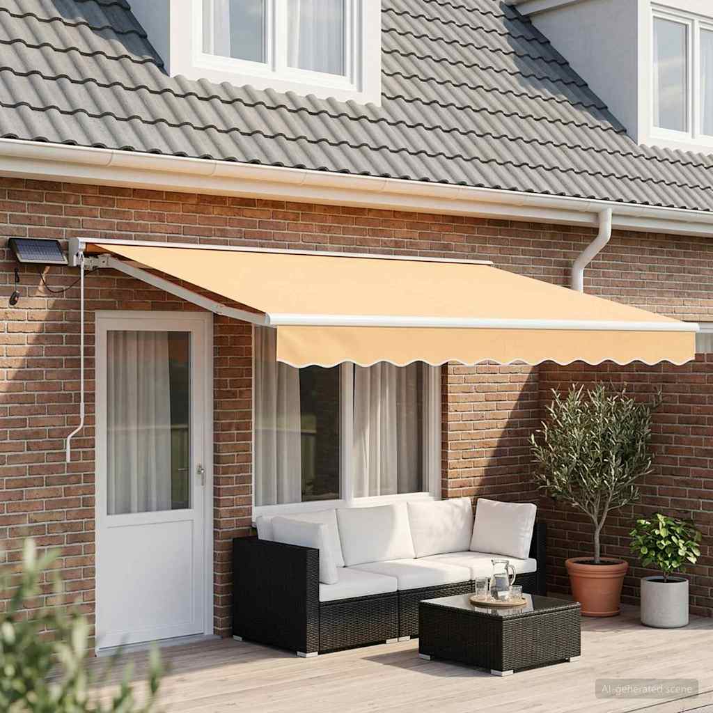 Manual Awning Frame with LEDs Sand 4 x 3.5 m