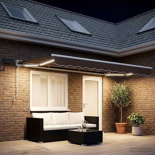 Manual Awning Frame with LEDs Taupe 4 x 2 m