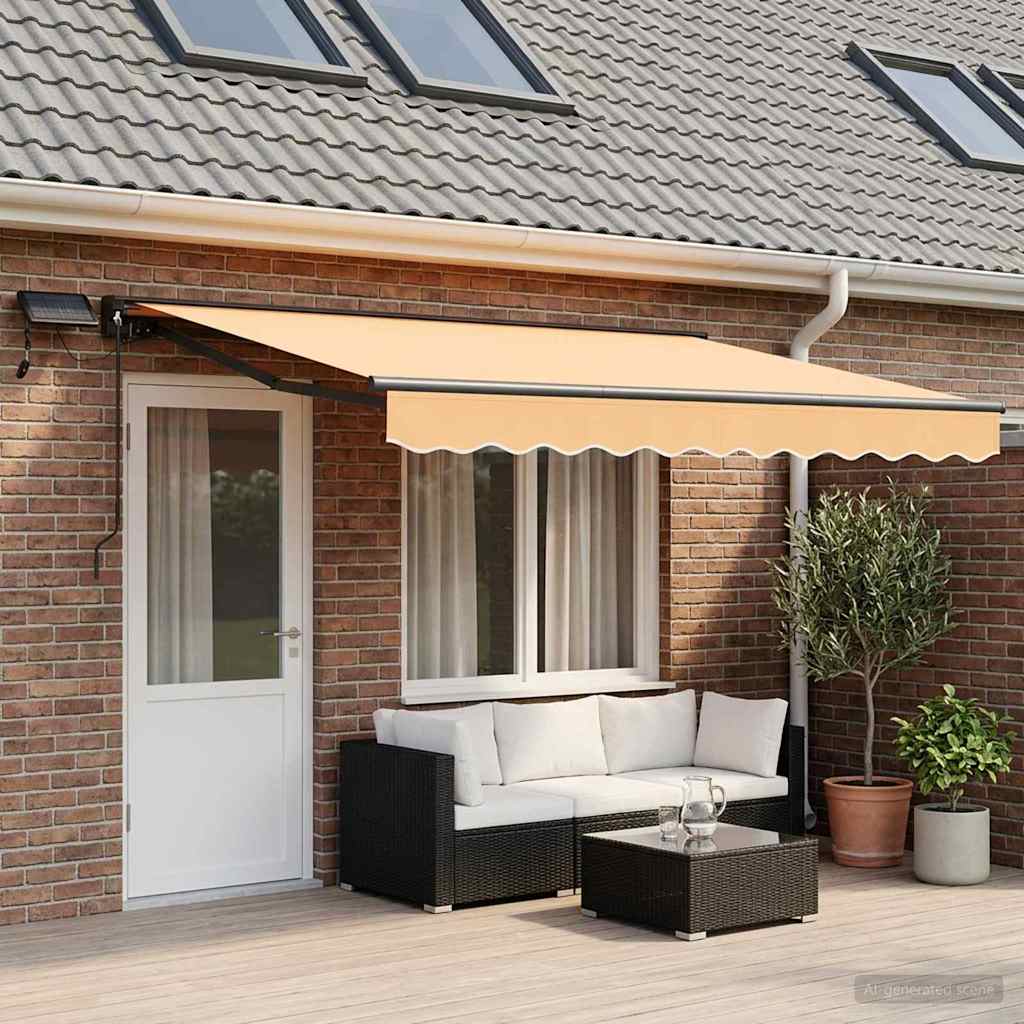Manual Awning Frame with LEDs Sand 4 x 2 m