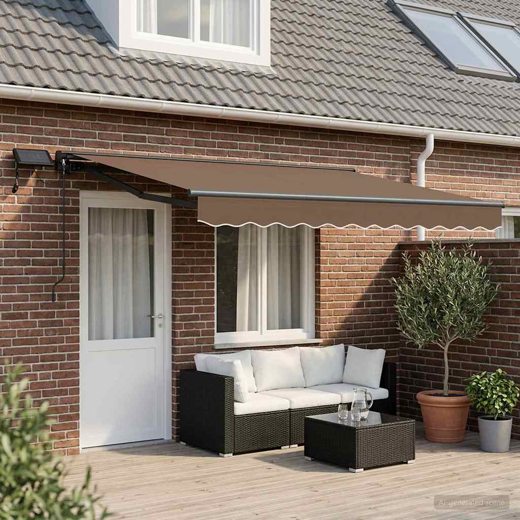 Manual Awning Frame with LEDs Taupe 4.5 x 3.5 m