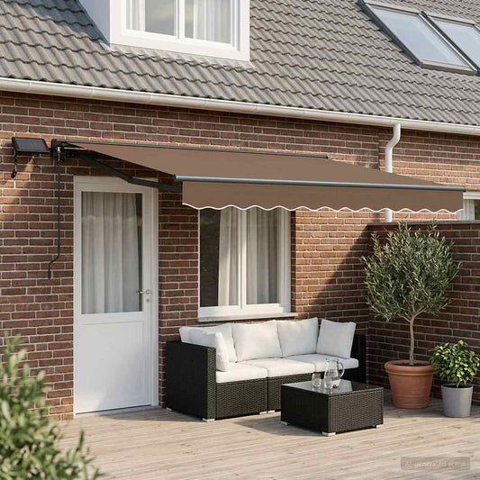 Manual Awning Frame with LEDs Taupe 4.5 x 3.5 m