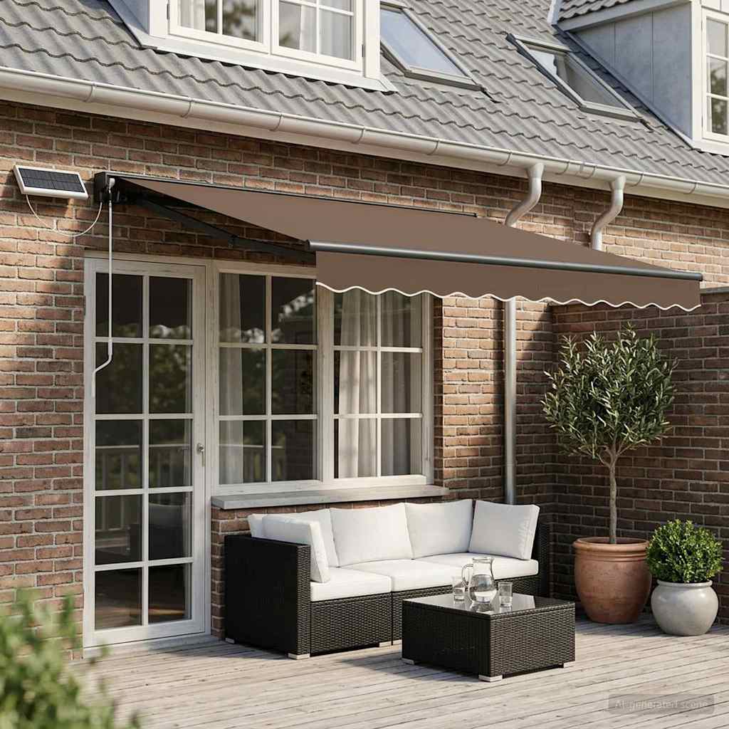 Electric Retractable Awning Taupe 4.5 x 3.5 m