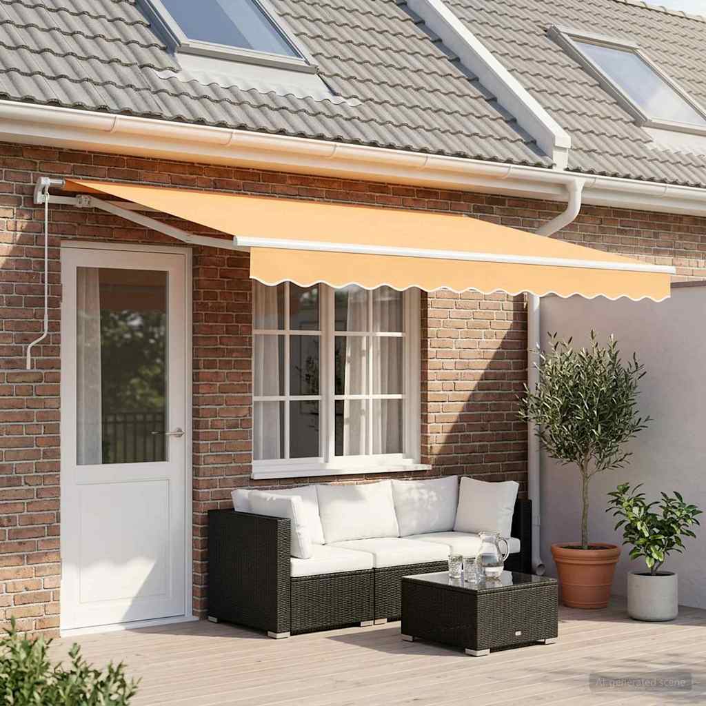 Retractable Awning Sand 600 cm Polyester and Aluminium
