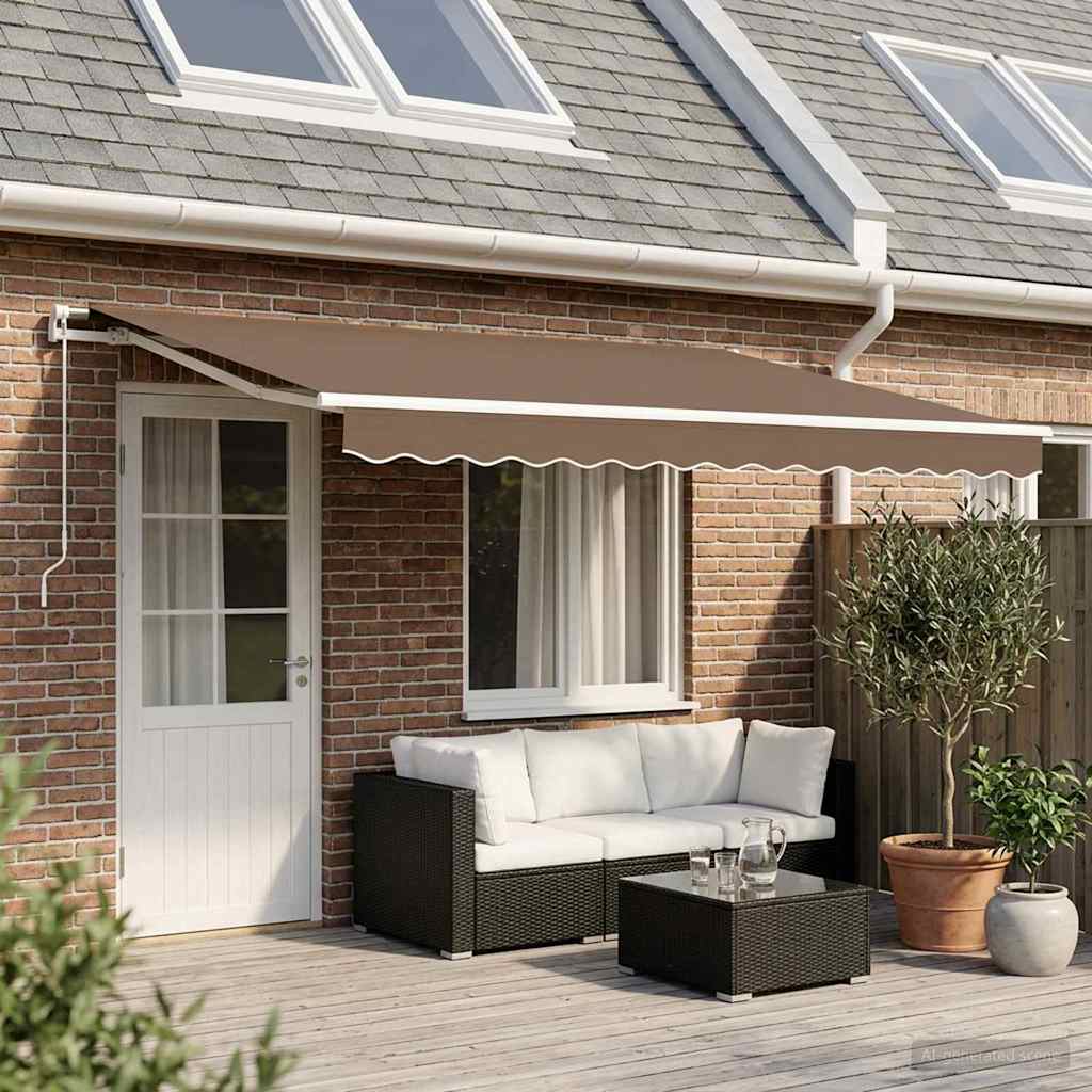 Retractable Awning Taupe 400 x 350 cm Polyester and Aluminium