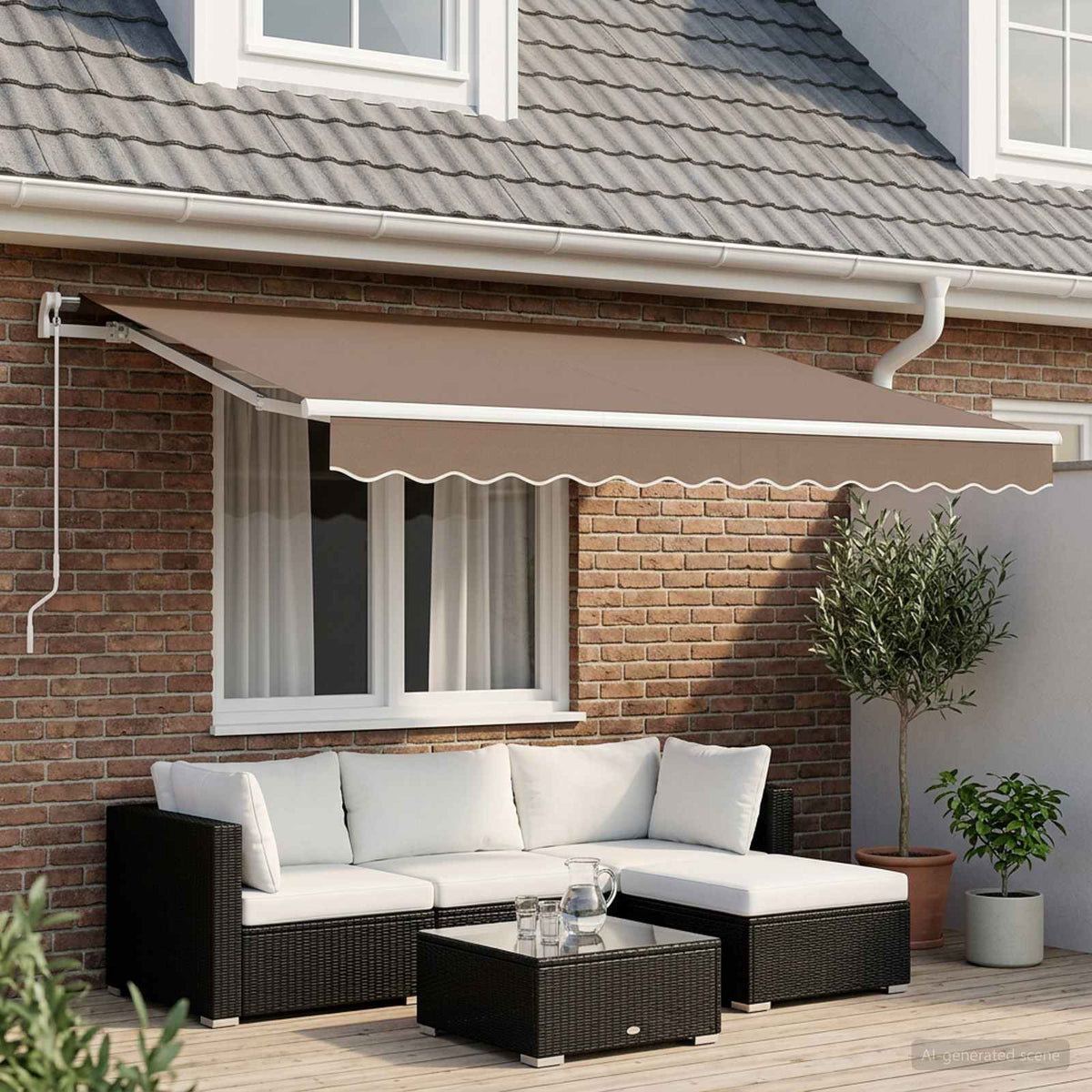 Retractable Awning Taupe 4 x 2 m Fabric