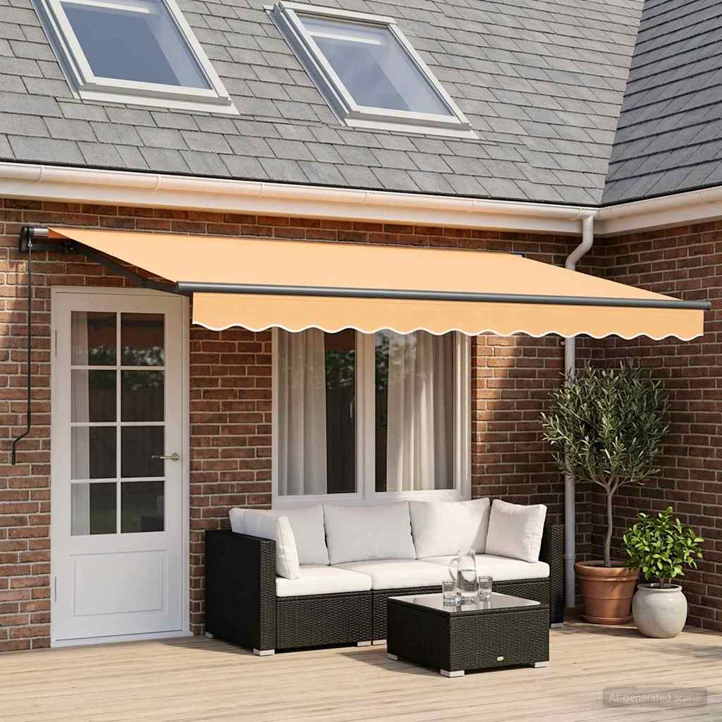 Retractable Awning Sand 400 x 350 cm Polyester and Aluminium
