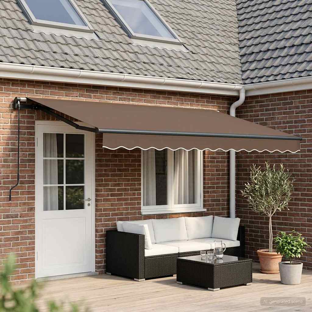 Retractable Awning Taupe 400 x 350 cm Polyester and Aluminium