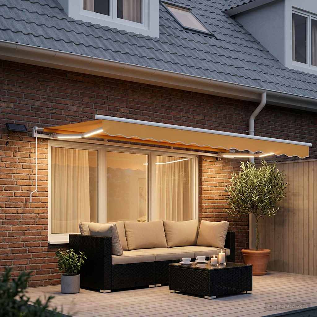 Retractable Awning Sand 350 x 250 cm Fabric and Aluminium