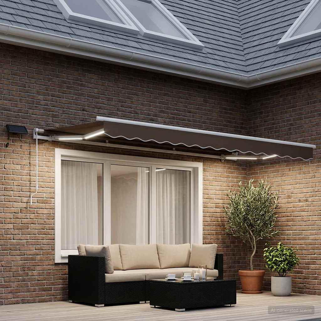 Retractable Awning Taupe 300 x 250 cm Fabric and Aluminium