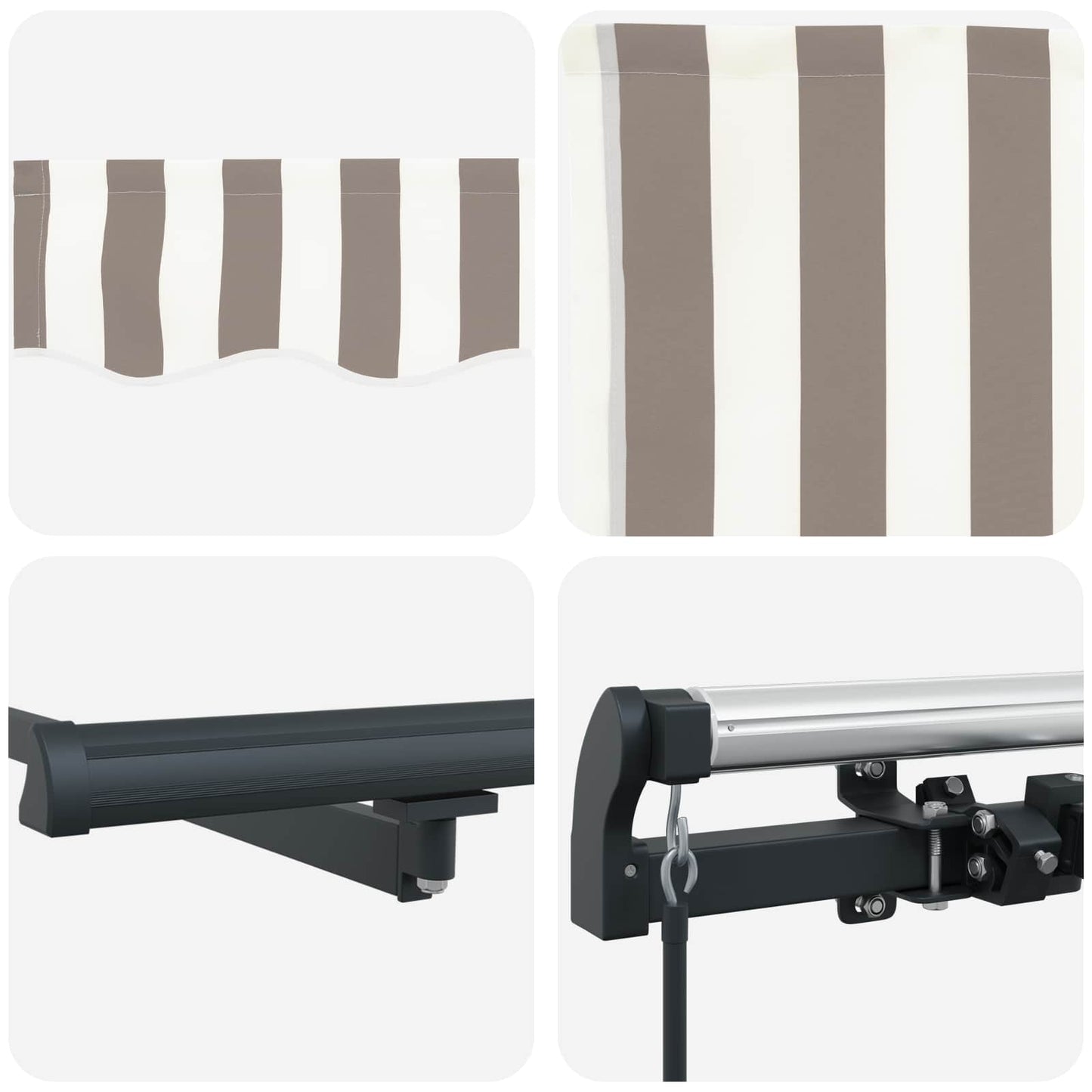 Retractable Awning Light Grey and White 300 x 250 cm