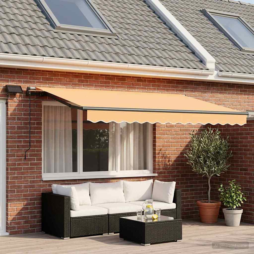 Retractable Awning Sand 350 x 250 cm Fabric and Aluminium