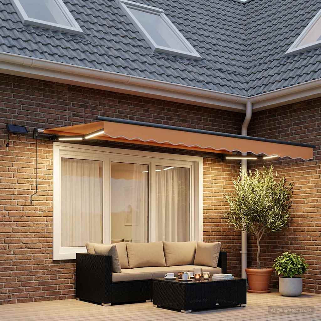 Retractable Awning Sand 350 x 250 cm Fabric and Aluminium