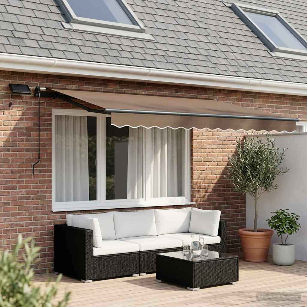 Retractable Awning Taupe 300 x 250 cm Fabric and Aluminium